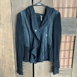 Free people hooded jacket with lace detail and pockets